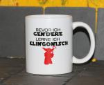 Weiße Tasse mit Spruch 